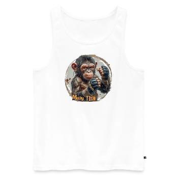 Tenue de Muay Thaï à la mode : Urban Chic - Débardeur bio Premium Homme - blanc - Devant - AI Model Male 178 light (178cm)
