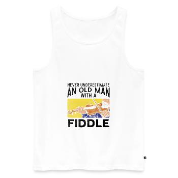 Violinist Old Man - Men's Premium Organic Tank Top - white - Front - Michal (187cm)