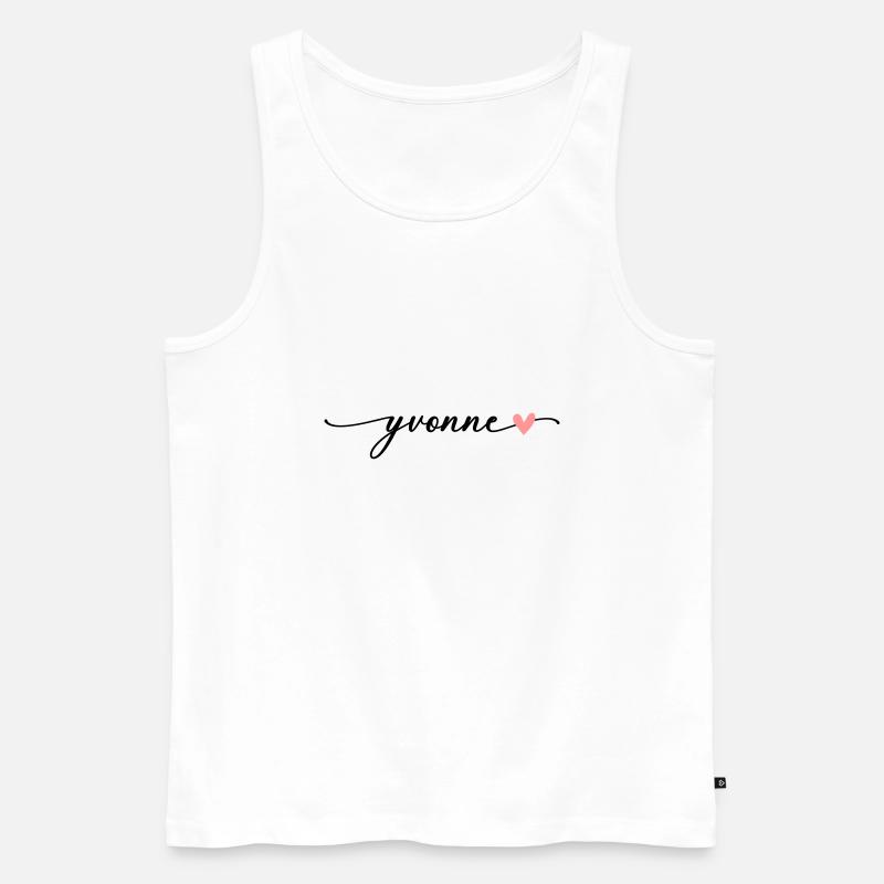 Yvonne Surname First name Calligraphy Script - Men's Premium Organic Tank Top - white