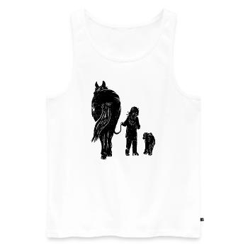 Pferd Hund Kind - Männer Premium Bio Tank Top - Weiß - Vorne - Michal (187cm)