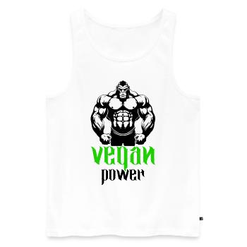 Gorilla Bodybuilder Végétalien - Débardeur bio Premium Homme - blanc - Devant - AI Model Male 178 light (178cm)