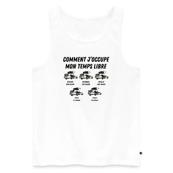 comment j'occupe mon temps libre - Débardeur bio Premium Homme - blanc - Devant - Michal (187cm)