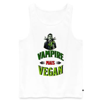 Vampire Vegan Humour Halloween - Débardeur bio Premium Homme - blanc - Devant - Michal (187cm)