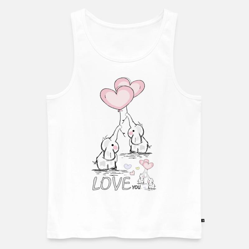 Elefanten mit Herz - Männer Premium Bio Tank Top - Weiß