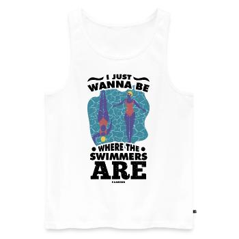 Schwimmen Bademeister Schwimmkurs Freibad Geschenk - Männer Premium Bio Tank Top - Weiß - Vorne - Michal (187cm)