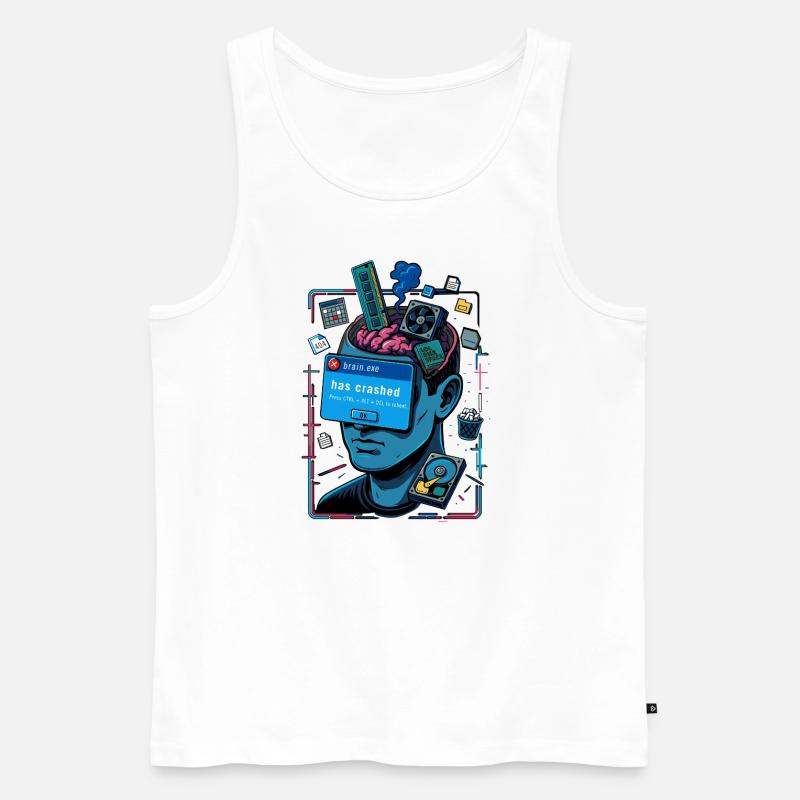 Brainexe has crashed – ILLUSTRATION - Männer Premium Bio Tank Top - Weiß