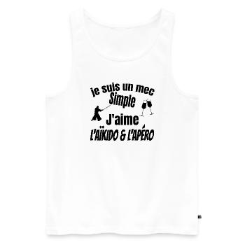 aïkido et apéro - Débardeur bio Premium Homme - blanc - Devant - Michal (187cm)