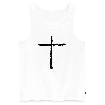 kreuz - Männer Premium Bio Tank Top - Weiß - Vorne - Michal (187cm)