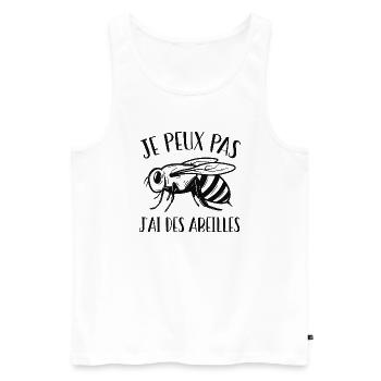 Je peux pas j'ai des abeilles, humour d'apiculteur - Débardeur bio Premium Homme - blanc - Devant - Michal (187cm)