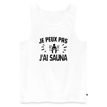 je peux pas j'ai sauna - Débardeur bio Premium Homme - blanc - Devant - Michal (187cm)