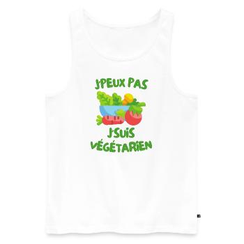 J'peux pas j'suis végétarien - Débardeur bio Premium Homme - blanc - Devant - Michal (187cm)