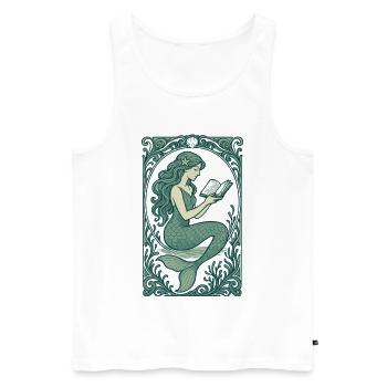 Meerjungfrau Nixe Lesen Buch Bücher Geschenk - Männer Premium Bio Tank Top - Weiß - Vorne - Michal (187cm)
