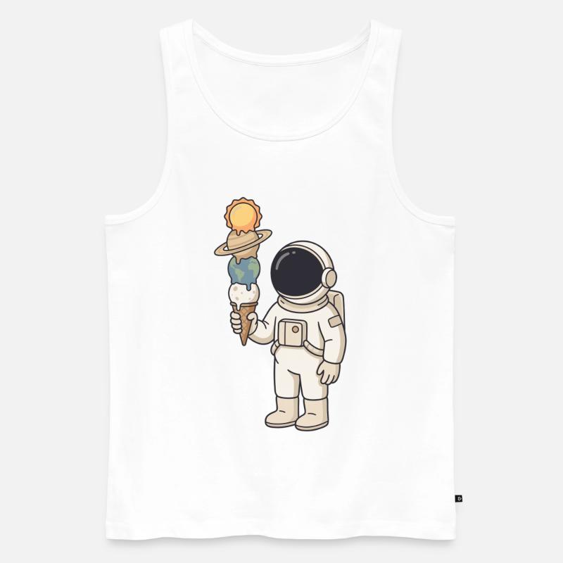 Astronaut mit Planeten-Eis - Cooles Weltraum - Männer Premium Bio Tank Top - Weiß