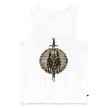Viking Viking Legend Sailor Odin Raven Fighter - Men's Premium Organic Tank Top - white - Front - Michal (187cm)
