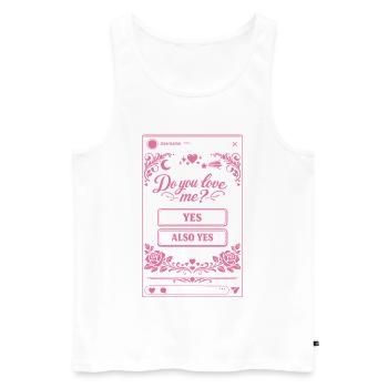 Do you love me? Yes or Also Yes | Social Media - Débardeur bio Premium Homme - blanc - Devant - AI Model Male 178 light (178cm)