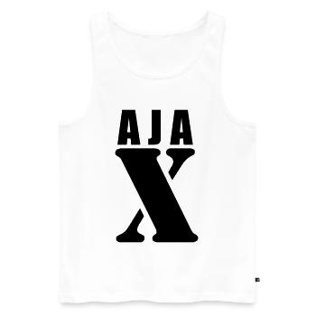 Ajax – First Name Design | Minimal Typography - Männer Premium Bio Tank Top - Weiß - Vorne - AI Model Male 178 light (178cm)