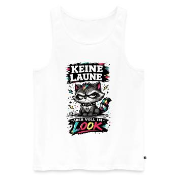 Keine Laune aber voll im Look Waschbär Spruch - Männer Premium Bio Tank Top - Weiß - Vorne - Michal (187cm)