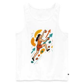 Dynamic Bouldering Shirt - Women's Climbing - Men's Premium Organic Tank Top - white - Front - Michal (187cm)