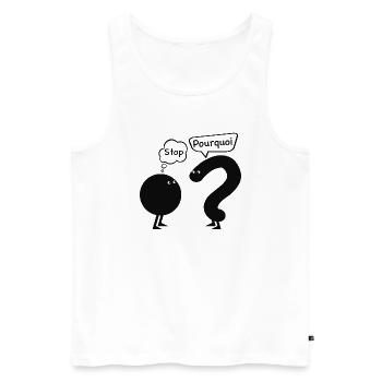 stop... pourquoi ? - Débardeur bio Premium Homme - blanc - Devant - AI Model Male 178 light (178cm)