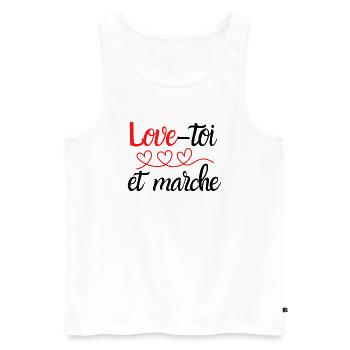 love toi et marche - Débardeur bio Premium Homme - blanc - Devant - Michal (187cm)