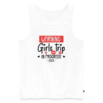 Warning Girls Trip In Progress 2023 - Débardeur bio Premium Homme - blanc - Devant - Michal (187cm)