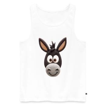 Funny Donkey Cartoon Head – Cute Animal Design - Men's Premium Organic Tank Top - white - Front - AI Model Male 178 light (178cm)