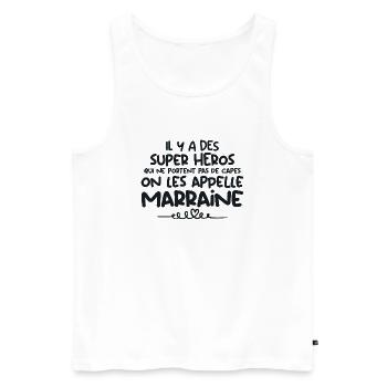 Marraine Super Héros - Humour Marraine - Débardeur bio Premium Homme - blanc - Devant - Michal (187cm)