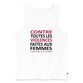 CONTRE TOUTES LES VIOLENCES FAITES AUX FEMMES - Débardeur bio Premium Homme - blanc - Devant - Michal (187cm)