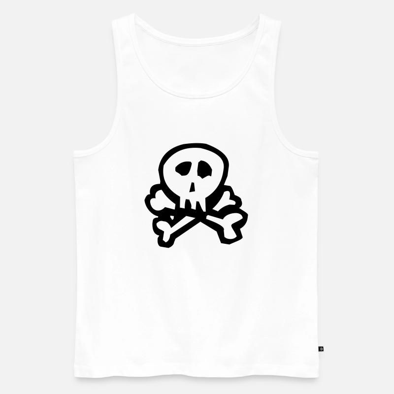 Funny Skull - Männer Premium Bio Tank Top - Weiß