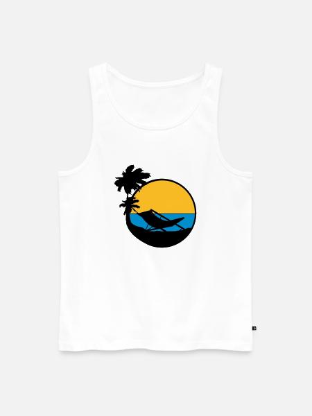 palmen sun silhouette lounge chair beach chair url - Men's Premium Organic Tank Top - white