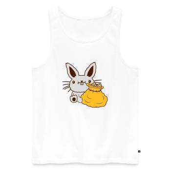 Lapin de Pâques grand sac d’oeufs - Débardeur bio Premium Homme - blanc - Devant - Michal (187cm)