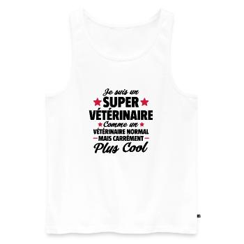 je suis un super vétérinaire / cadeau veterinaire - Débardeur bio Premium Homme - blanc - Devant - AI Model Male 178 light (178cm)