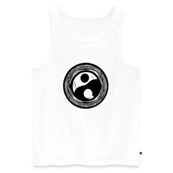 Yin Yang Signe Symbole Paix Bonheur Vecteur 11 - Débardeur bio Premium Homme - blanc - Devant - AI Model Male 178 light (178cm)
