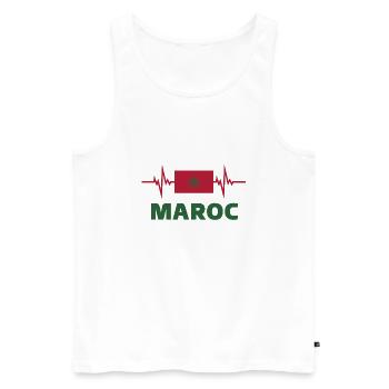 Maroc Football 2022 battement de cœur - Débardeur bio Premium Homme - blanc - Devant - Michal (187cm)