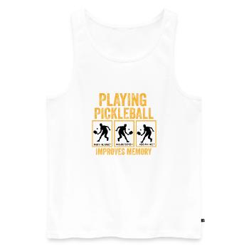 Playing pickleball improves memory - Men's Premium Organic Tank Top - white - Front - AI Model Male 178 light (178cm)