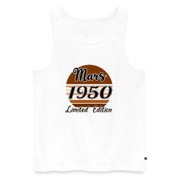 Mars 1950 Limited edition | Bois Bruns - Débardeur bio Premium Homme - blanc - Devant - Michal (187cm)