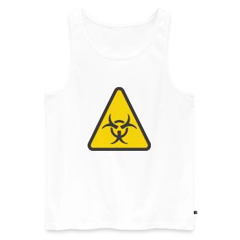 Étiquette de mise en garde jaune danger biologique - Débardeur bio Premium Homme - blanc - Devant - AI Model Male 178 light (178cm)