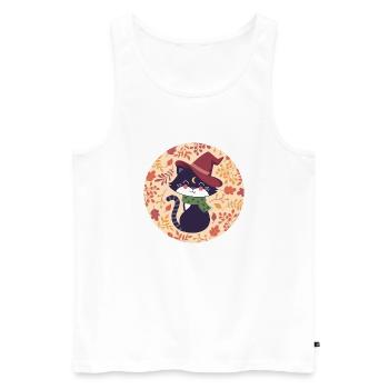 black cat with autumn pattern - Men's Premium Organic Tank Top - white - Front - Michal (187cm)