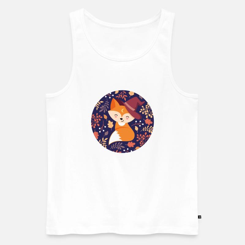 Fuchs mit Herbstmuster - Männer Premium Bio Tank Top - Weiß