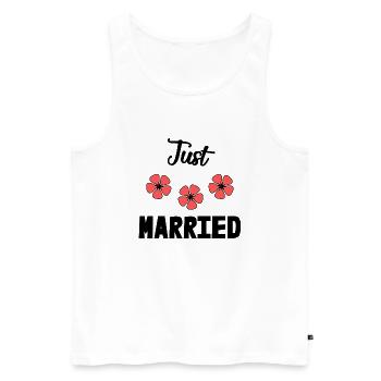 PAAR. GERADE VERHEIRATET. Junggesellinnenabschied. HEILIGER VALENTIN. MARIES - Männer Premium Bio Tank Top - Weiß - Vorne - Michal (187cm)