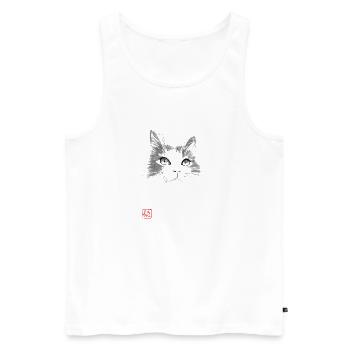 Katzengesicht - Männer Premium Bio Tank Top - Weiß - Vorne - AI Model Male 178 light (178cm)