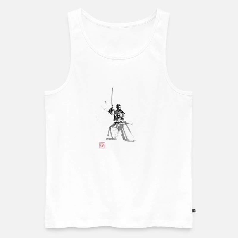Samurai auf der Hut - Männer Premium Bio Tank Top - Weiß
