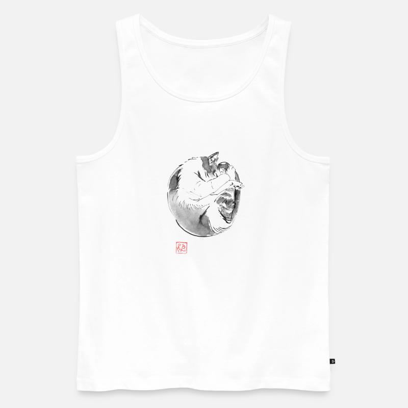 Runde Katze - Männer Premium Bio Tank Top - Weiß