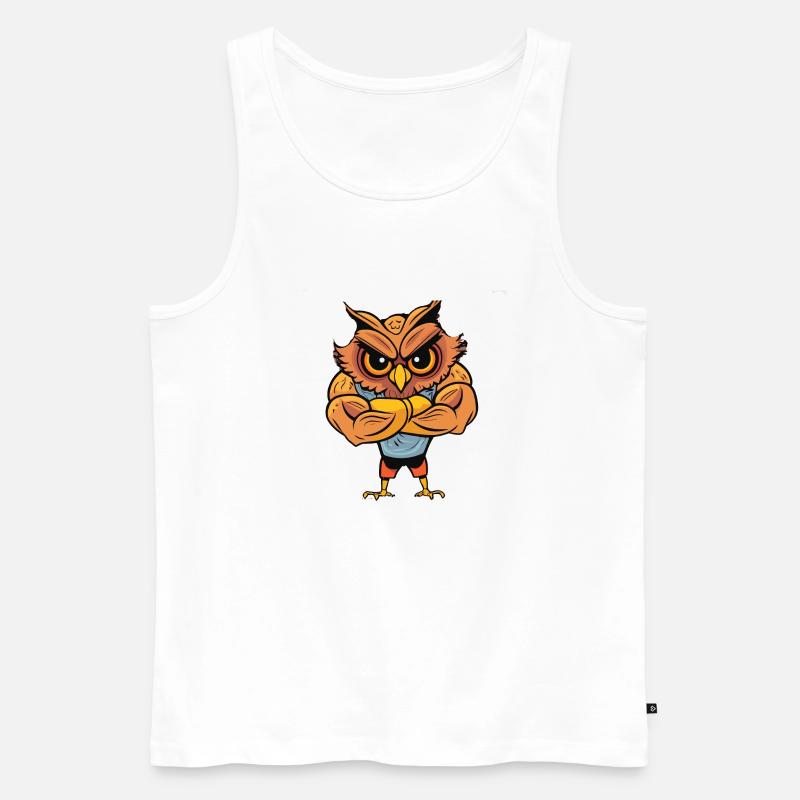 Bodybuilder Eule - Männer Premium Bio Tank Top - Weiß