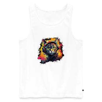 Cat design with headphones for cats and music - Men's Premium Organic Tank Top - white - Front - Michal (187cm)