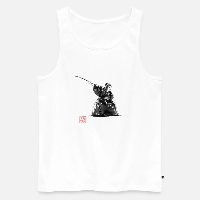 Samurai-Kampf - Männer Premium Bio Tank Top - Weiß