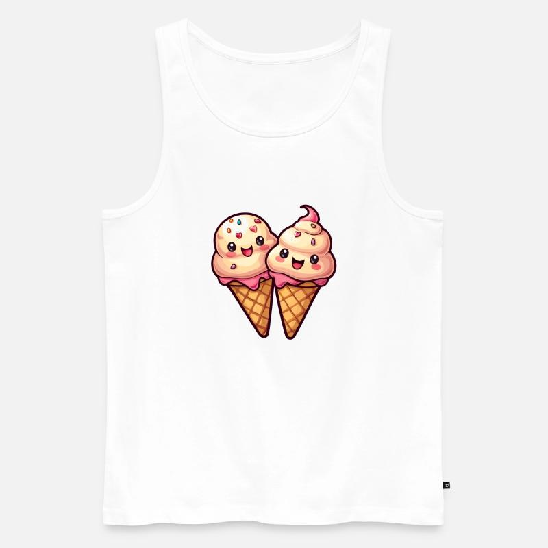 Lächelnde Eiskreation - Männer Premium Bio Tank Top - Weiß