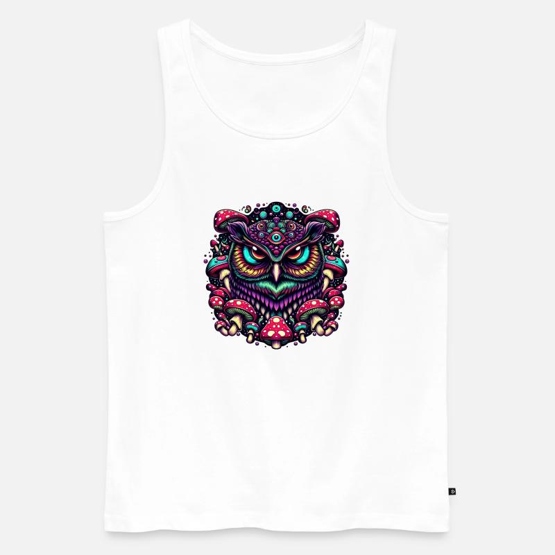 Psychedelische Eule - Männer Premium Bio Tank Top - Weiß