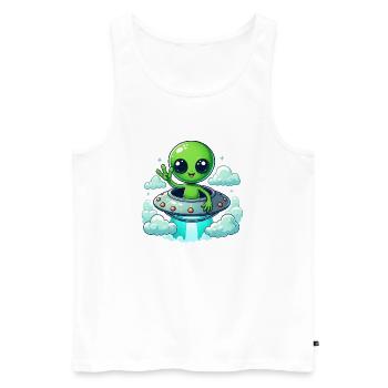 Alien zeigt Peace - Männer Premium Bio Tank Top - Weiß - Vorne - Michal (187cm)