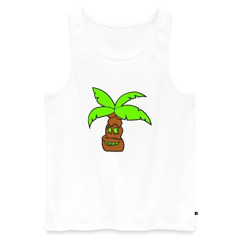 Funny Palm Tree Face Island Vacation Happy Comic - Men's Premium Organic Tank Top - white - Front - AI Model Male 178 light (178cm)